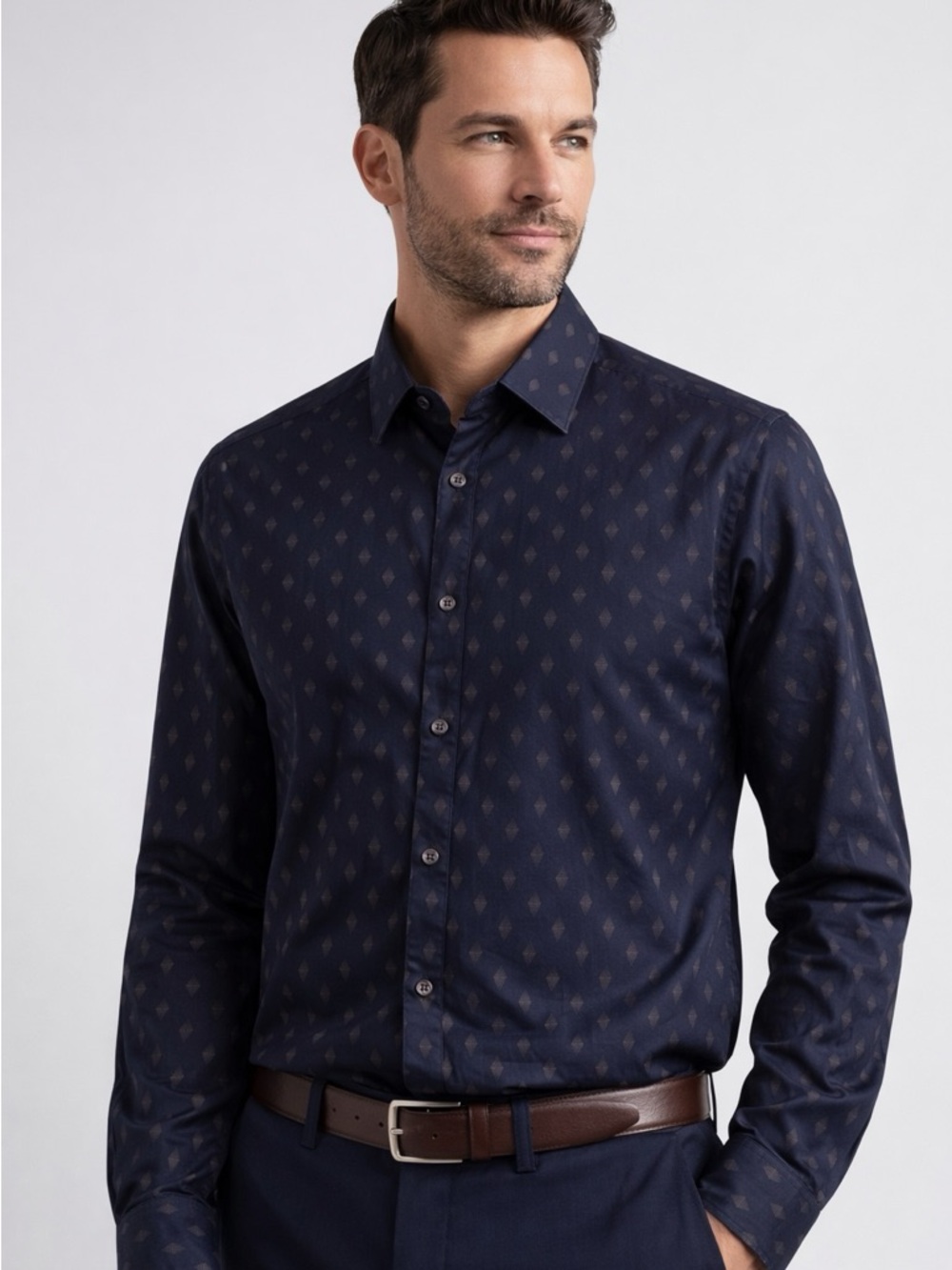 Ted Baker London Black Geometric Print Button-Down Shirt